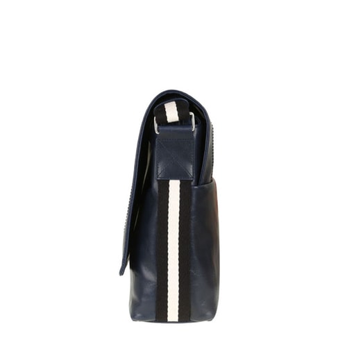 BALLY/巴利 男士TEPOLT條紋小牛皮斜挎翻蓋郵差包斜挎包 6187205 藍(lán)色/米黑條紋