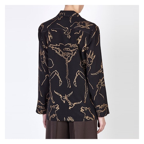 Valentino/華倫天奴 女士動(dòng)物圖案印花真絲襯衫 AL
