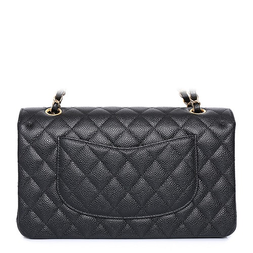 CHANEL/香奈兒 女士經典CF荔枝紋牛皮、黑色金扣斜挎單肩包 A01112C