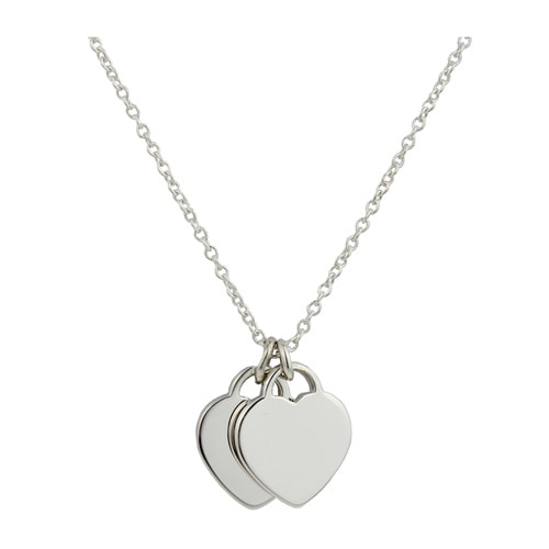 Tiffany & Co./蒂芙尼 925純銀藍(lán)色時(shí)尚雙心琺瑯項(xiàng)鏈