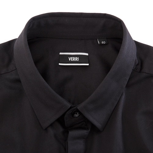 VERRI/VERRI 男士黑色胸口繡花帶鉆禮服款襯衫-男士襯衫
