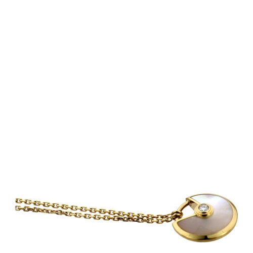 CARTIER/卡地亞 AMULETTE DE CARTIER系列18K黃金鑲嵌鉆石珍珠母貝 掛鎖設(shè)計(jì)超小號(hào)項(xiàng)鏈掛墜 B3047100