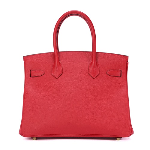 HERMES(愛馬仕) Birkin30紅色皮質(zhì)金扣手提包