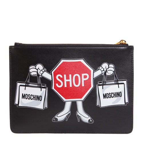 【16春夏清倉折扣】MOSCHINO/莫斯奇諾 logo涂鴉 手拿包 EB