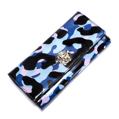 VERSACE/范思哲女士藍(lán)色牛皮錢包