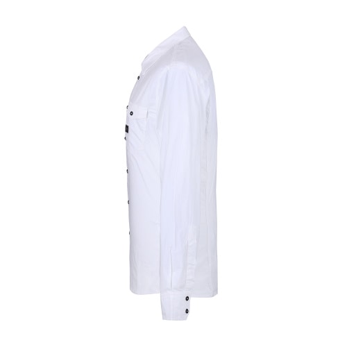BIKKEMBERGS/畢蓋帕克 尖領(lǐng)棉質(zhì)純色休閑長(zhǎng)袖襯衫 C1BK609 男士襯衫