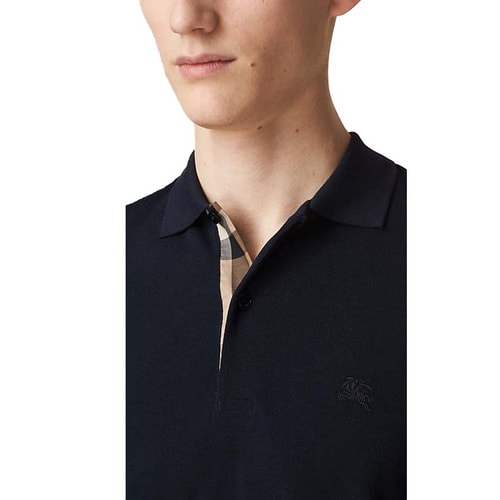 BURBERRY/博柏利 男士初秋新品胸口開襟格紋棉質(zhì)親膚長袖polo衫T恤