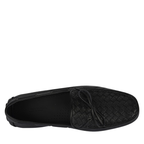Bottega Veneta/葆蝶家 黑色編織牛皮男士樂福鞋休閑鞋 308160 VQ921 1000