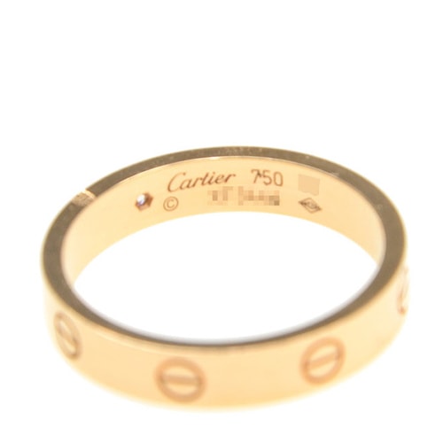 CARTIER/卡地亞love18K玫瑰金，鉆石女性戒指\指環