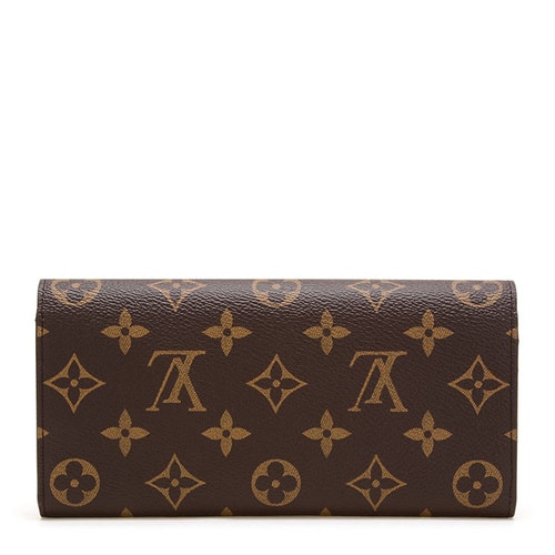 Louis Vuitton/路易威登 老花按扣長(zhǎng)款女士錢包Emilie帆布/配皮 新款招財(cái)黃色