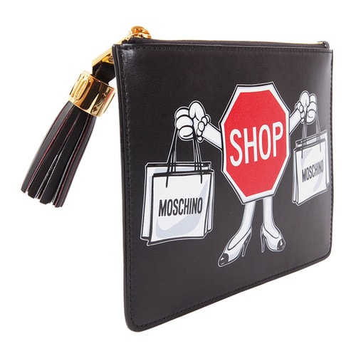 【16春夏清倉折扣】MOSCHINO/莫斯奇諾 logo涂鴉 手拿包 EB