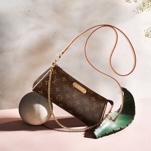 Louis Vuitton/路易威登 EVA 女士手提鏈條斜挎包(配皮肩帶） 特價 M95567 帆布/配皮