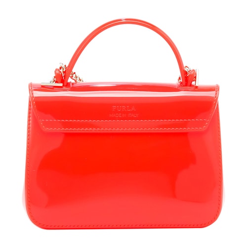 FURLA/芙拉 女士CANDY系列橙紅色PVC手提斜挎單肩包