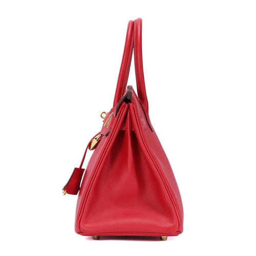 HERMES(愛馬仕) Birkin30紅色皮質(zhì)金扣手提包