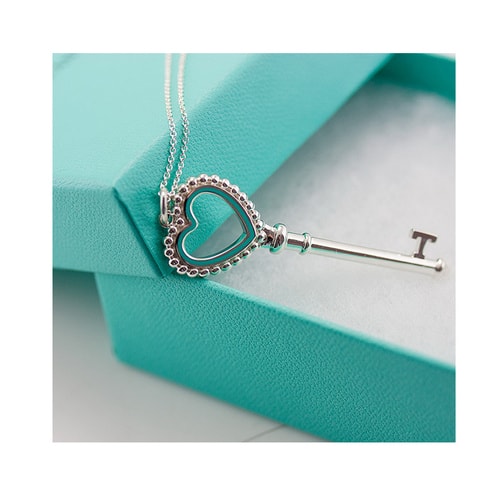 Tiffany & Co./蒂芙尼 Heart key藍(lán)色琺瑯桃心鑰匙吊墜（贈(zèng)項(xiàng)鏈） TGRP04519