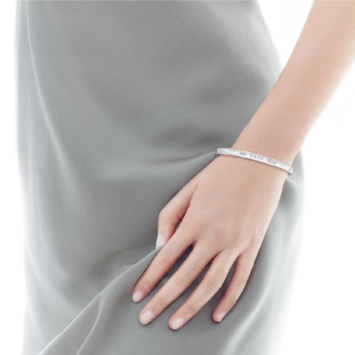 Tiffany & Co./蒂芙尼 經(jīng)典1837系列女式純銀中號(hào)開(kāi)口手鐲
