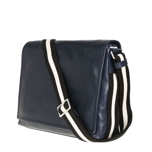 BALLY/巴利 男士TEPOLT條紋小牛皮斜挎翻蓋郵差包斜挎包 6187205 藍(lán)色/米黑條紋