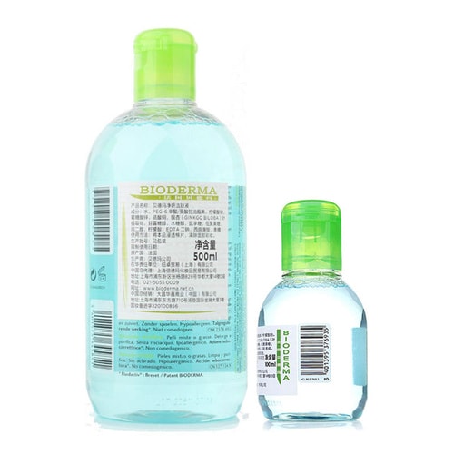 Bioderma/貝德瑪 凈妍潔膚液500ml 藍(lán)色+凈妍潔膚液100ml藍(lán)色 卸妝水
